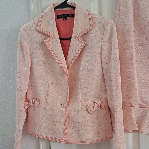 Vintage New Nipon Boutique Petite  Pink Peach Skirt Set Sz 2 - Picture 2 of 13